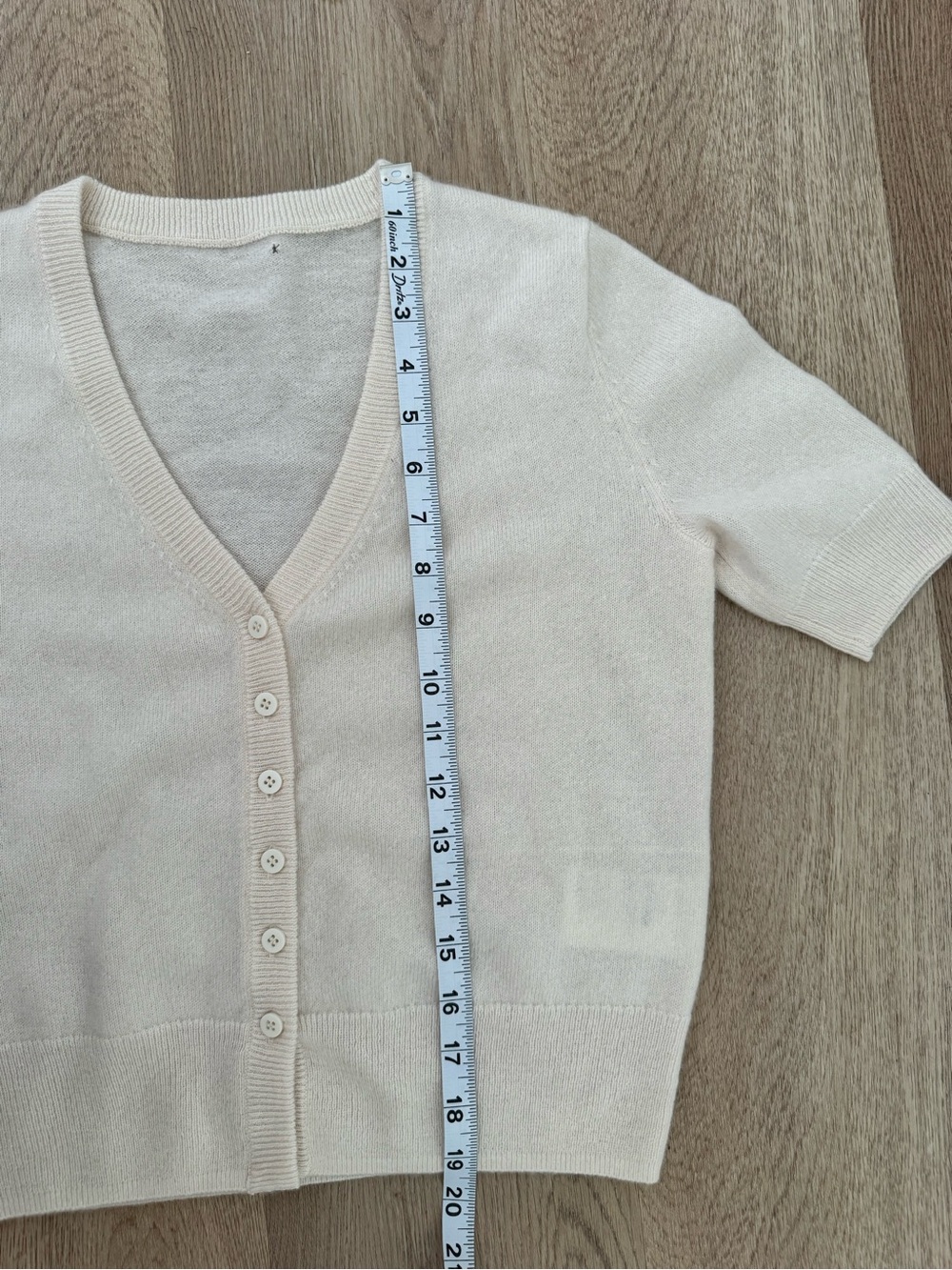 Quince Cream 100% Cashmere short sleeve cardigan - Picture 6 of 12